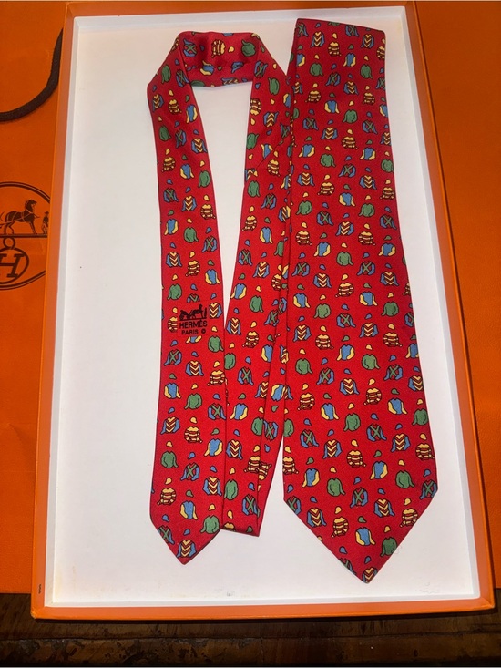 Hermes Other - Hermes Red Tie with Jockey Figures